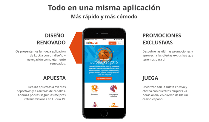 App Luckia Interfaz