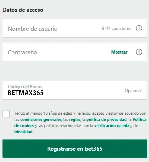 codigo bonificacion bet365 registro